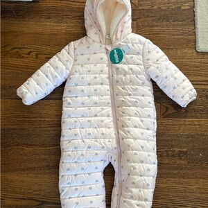 Pink Baby Snowsuit with Heart Pattern